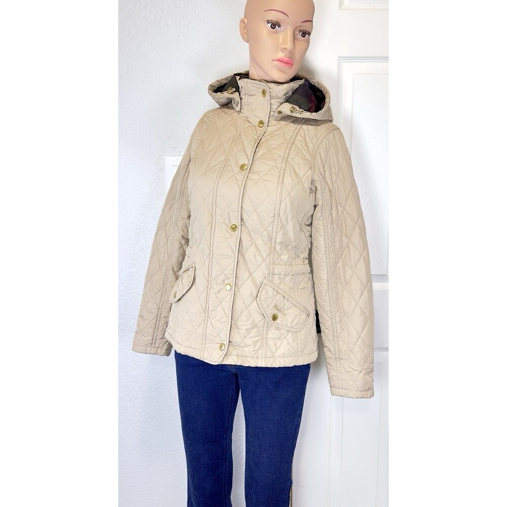 Barbour Millfire Women’s 6 Light Trench Quilted Tartan Lined Hood Jacket